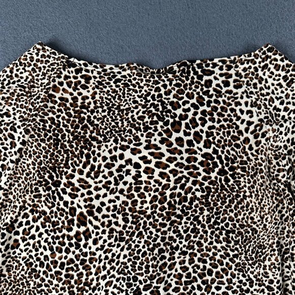 Susan Lawrence Leopard Print Top Med 3/4 Sleeve Ruched V-Neck Made In USA - Picture 11 of 11